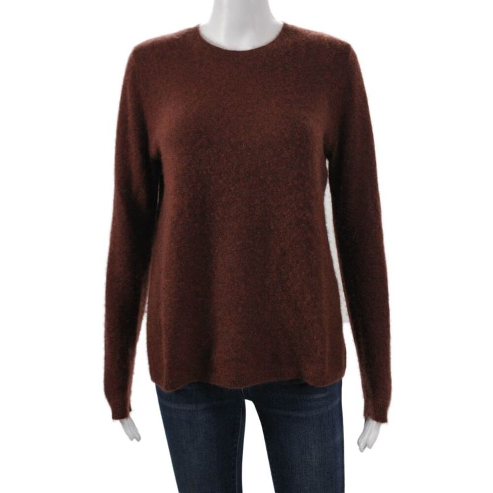 CO Womens Pullover Sweater Cashmere Silk Brown Crewneck Long Sleeve Size S
